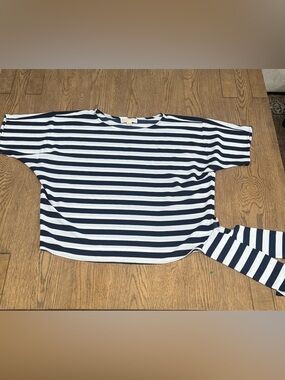 Michael Kors Striped Top Navy White Dolman Sleeve Oversized Casual Blouse Medium